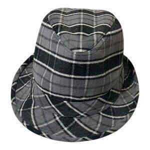 ABG Accessories Fedora Bowler Hat Unisex Gray Black Plaid Brim One Size